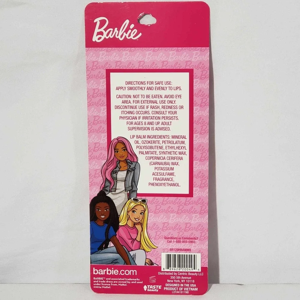 Mattel BARBIE 8 Pack of Multi Flavored Lip Balms Gifts Parties Assorted